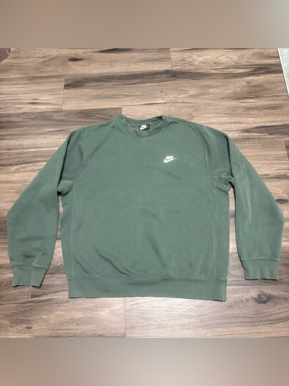 Nike Men’s Crewneck Sweatshirt - Olive Green with White Logo